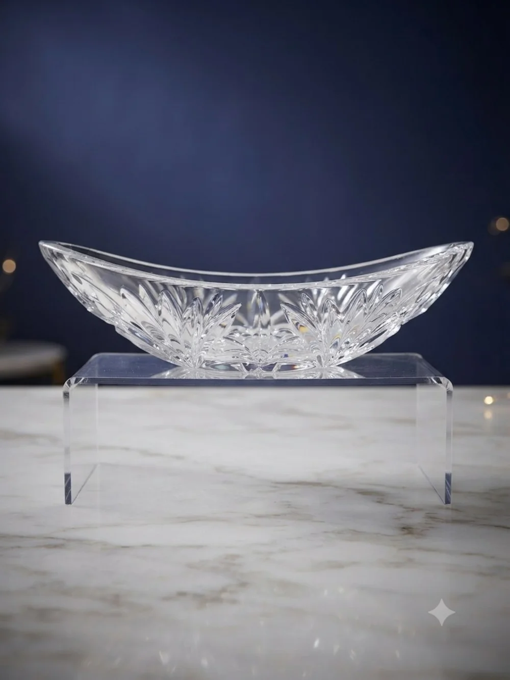 Vintage Cut Crystal Oval Relish Dish | 9.5